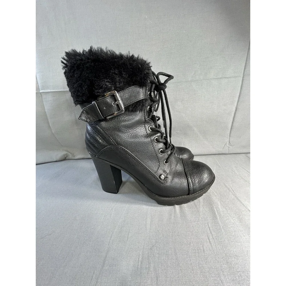 G by Guess Faux Fur‎ Trim Black Boots Women's 7M